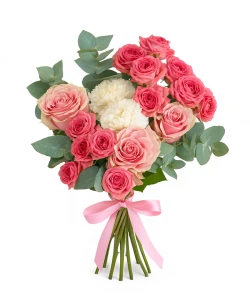 Bílo-růžový pugét