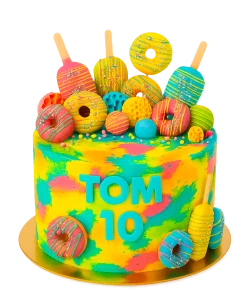 Barevný dort s donuty